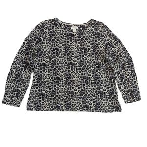 Charter Club Leopard Print Long Sleeve Top - Black and Cream